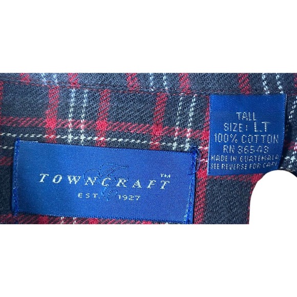 Towncraft Large Tall Flannel Shirt Mens NEW Dark Brown Red Plaid Tartan LT - Picture 8 of 9